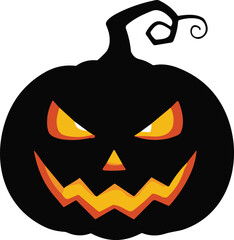 Halloween jack-o’-lantern pumpkin with glowing eyes and jagged mouth, spooky artwork, eerie festive design, gothic horror illustration, dark seasonal theme