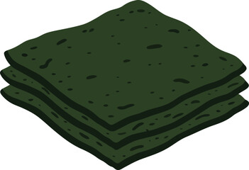 Stack of folded dark green fabric textile material vector