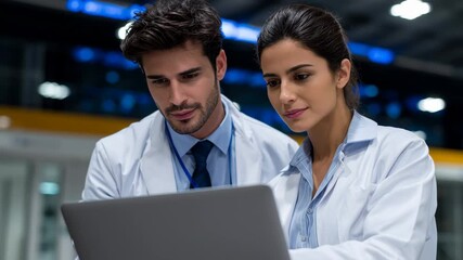 Medical professionals discuss case at night in hospital - Powered by Adobe