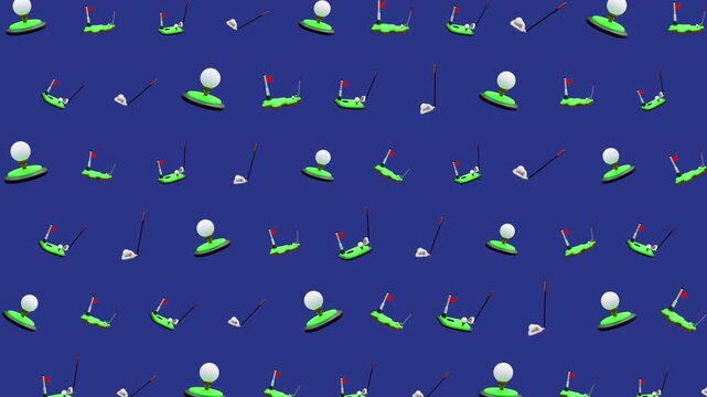 golf animation pattern golf ball golf club flag tee repeated seamless suitable for backgrounds, digital art, textile prints, and sports-themed designs