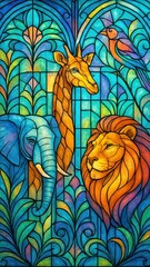 Vibrant stained glass animals mobile wallpaper