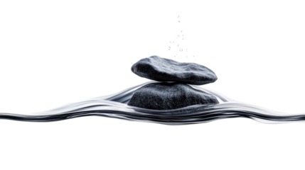 Zen Stones with Water Ripples on Transparent Background
