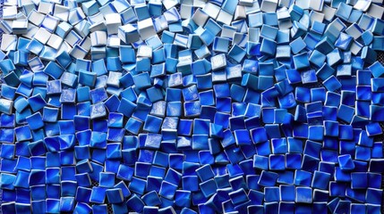 Mosaic of Blue Tiles in Various Shades Creating a Stunning Oceanic Effect with Unique Textures and Patterns