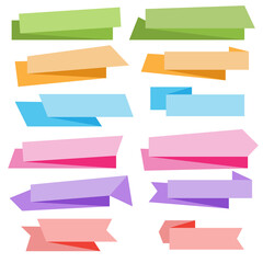 Set of origami colored banners