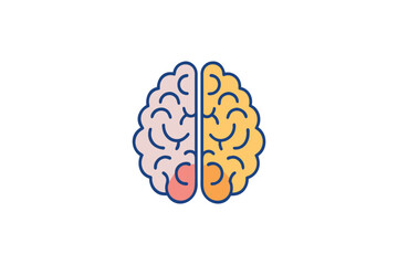 Colorful brain illustration with two distinct hemispheres a creative silhouette