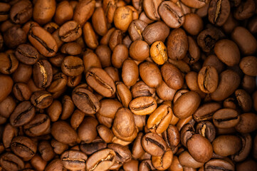close-up of Arabica coffee beans, background