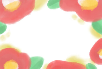 Watercolor camellia background illustration for New Year's cards and postcards