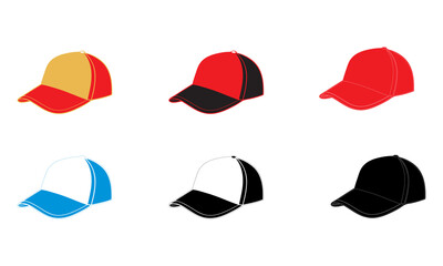 Collection of Flat Baseball Caps in Various Colors