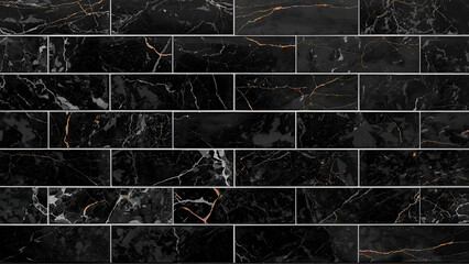 black marble, subway tile with white grout design, ai