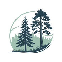 Minimalist Forest Landscape Silhouette