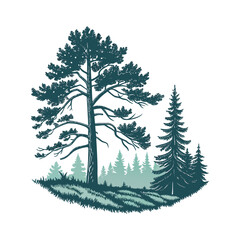 Minimalist Forest Landscape Silhouette