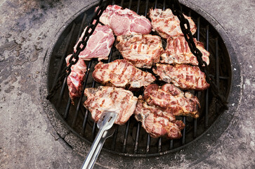 A Variety of Grilled Meat Selections Prepared Freshly on a Barbecue Grill for Enjoyment