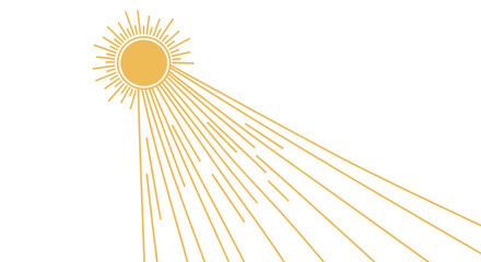 Obraz premium Golden sun illustration with rays vector graphic sunny bright light sunshine summer heat energy design element