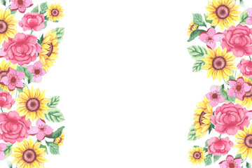 Watercolor flowers background vector for design.