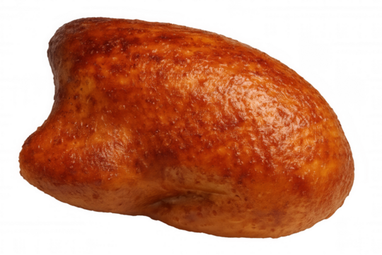 Roast chicken breast, showing crispy skin and golden-brown color, a cooked poultry dish on transparent background - Powered by Adobe