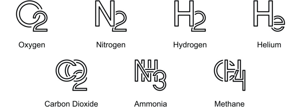 Gases Of Atmosphere banner web icon vector illustration of Oxygen, Nitrogen, Hydrogen, Helium, Carbon Dioxide, Ammonia, Methane