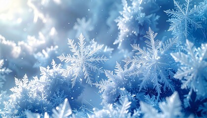 snowflakes creating geometric patterns, 