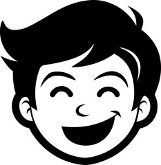  one eye winked, curved smiling mouth. silhouette  vector black , white background