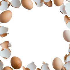 Egg and shell frame on transparent background food preparation cooking