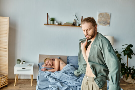 Emotions captured in a unique moment between a gay couple after a romantic date - Powered by Adobe