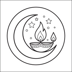 Happy Diwali coloring pages for adults and teens. Black and white coloring pages.
