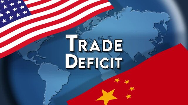 Serious trading tension or trade war between US and China, trade deficit between two economy illustration