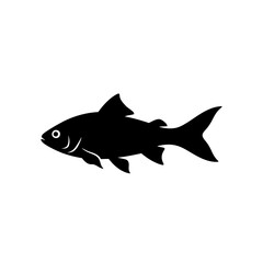 Obraz premium Black fish silhouette isolated on transparent background