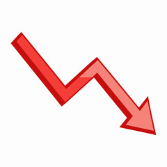 Red arrow indicating downward trend and decline