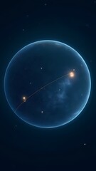 Obraz premium Orbital Path Around a Blue Planet