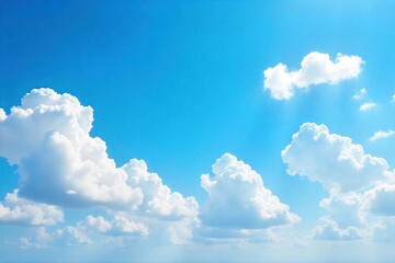 Serene Blue Sky with Fluffy Clouds A Breathtaking Vista of Tranquil Nature, Perfect for Travel and Relaxation
