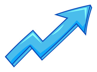 Upward trending blue arrow symbolizing growth and progress