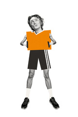 Vertical photo collage of dreamy sportsman wear basketball uniform player sporty lifestyle activities isolated on painted background