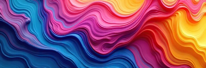 Vibrant Swirling Paint Abstract Close-up of Dynamic Color Mixing and Blending, Energetic and Fluid Texture
