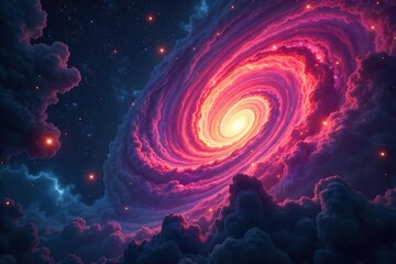 Cosmic Horror Swirling Nebulae in Deep Space Clash in a Nightmarish Celestial Landscape of Vibrant, Distorted Colors and Screaming Stars