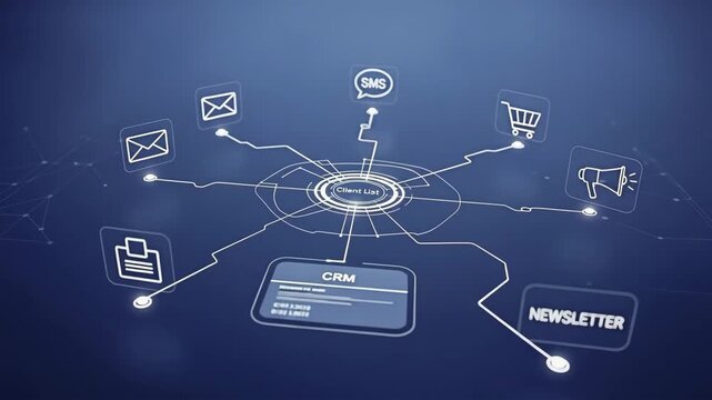 CRM omnichannel network with customer touchpoints across email, sms, and ecommerce