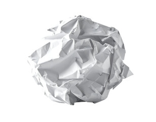 Obraz premium Crumpled white paper ball with sharp creases and abstract wrinkles, clean studio lighting and strong texture on isolated background