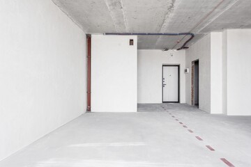 nterior of the apartment without decoration in gray colors