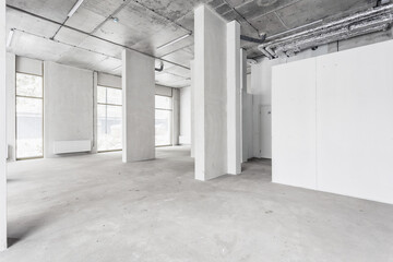 nterior of the apartment without decoration in gray colors