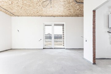 nterior of the apartment without decoration in gray colors