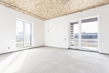 nterior of the apartment without decoration in gray colors