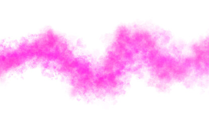 Vibrant pink smoke wave isolated on transparent background, dynamic swirling cloud of mist moving in oscillating zigzag motion