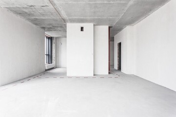 nterior of the apartment without decoration in gray colors