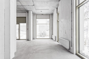 nterior of the apartment without decoration in gray colors