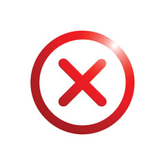 Fototapeta premium Red Cross Mark Inside Circle Symbol Forbidden Error Incorrect No Stop Sign Icon