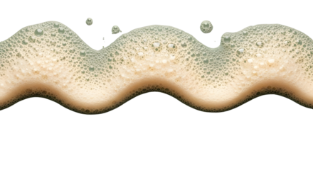 Abstract wavy foam border or decorative element with bubbles and suds texture isolated PNG with Transparent Background