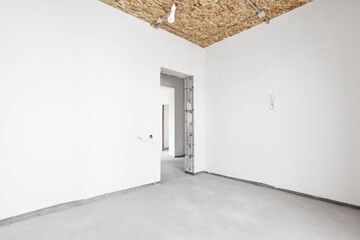 nterior of the apartment without decoration in gray colors