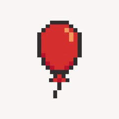 Pixelated red balloon illustration.