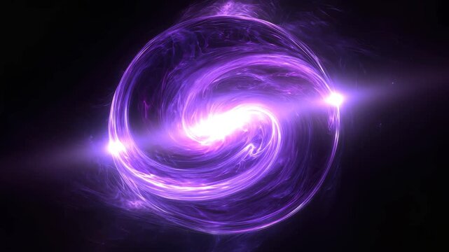 Abstract swirling purple energy vortex with glowing core and fractal patterns on a dark background 4k video
