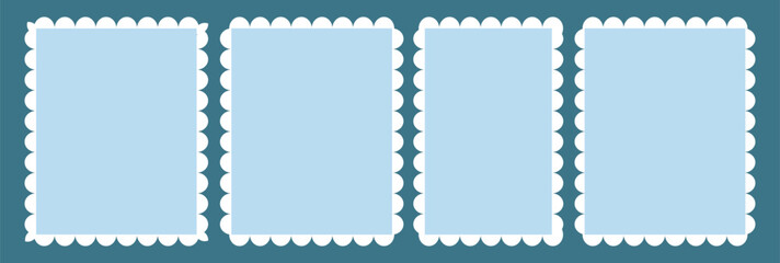Postage stamp borders set vector. Blank Postage Stamps on gray background. Postage Stamps in flat design. vector illustration