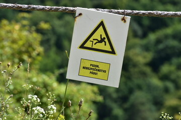 Slovakia caution danger of falling warning sign